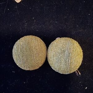 Vintage Gold-Tone Large Dome Shaped Clip-On Earrings
